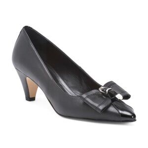 NAPOLEONI Made In Italy Leather Heeled Shoes With Bow Accent